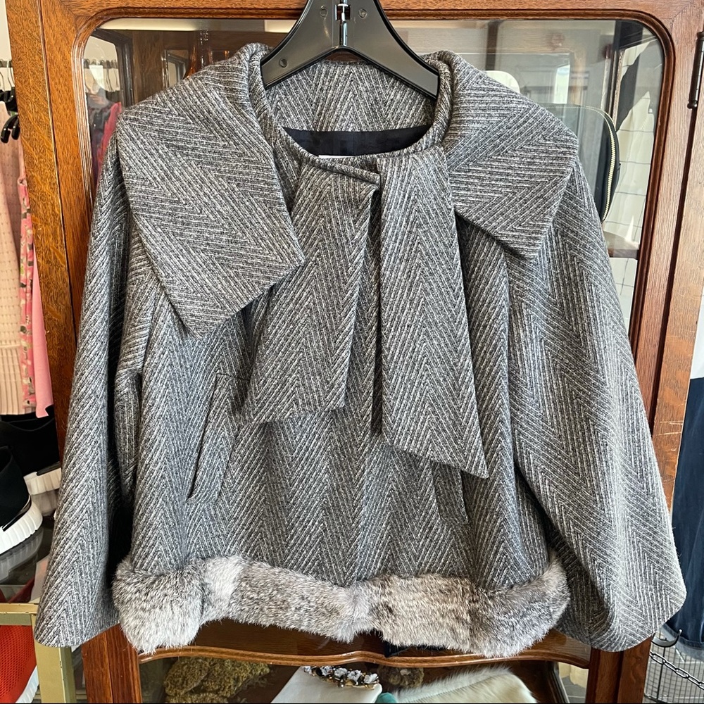 Christian Dior Boutique Paris Jacket Fur Trim